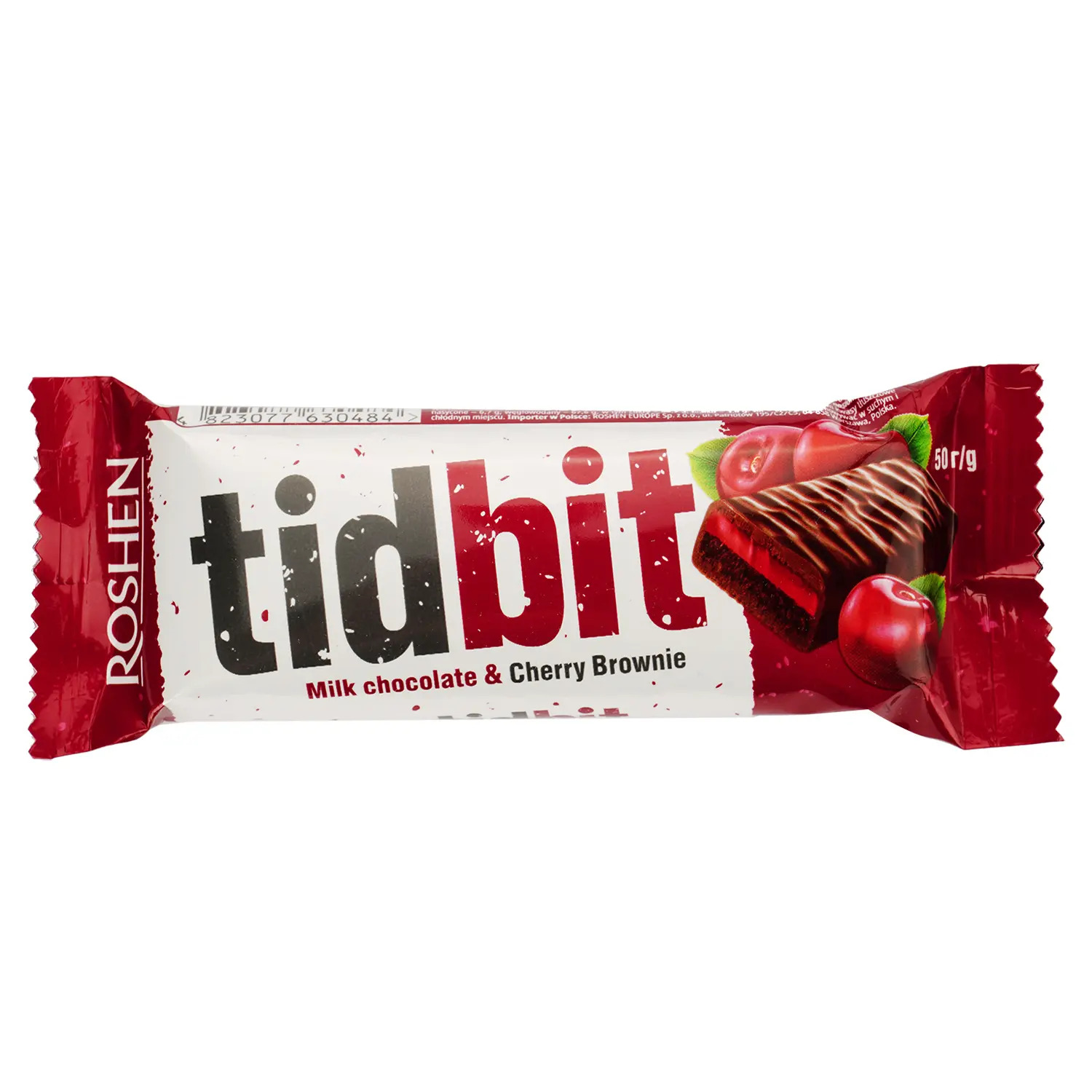 Шоколад Roshen молочний TIDBIT Вишневий Брауні 50г